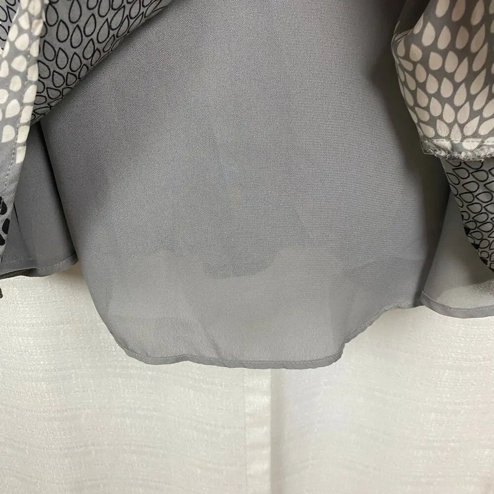 Tory Burch Gray&Black Pattern Silk Long Sleeve Dress Sz.6